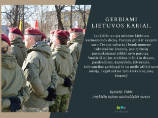 Sveikinimas Lietuvos kariuomenės dienos proga