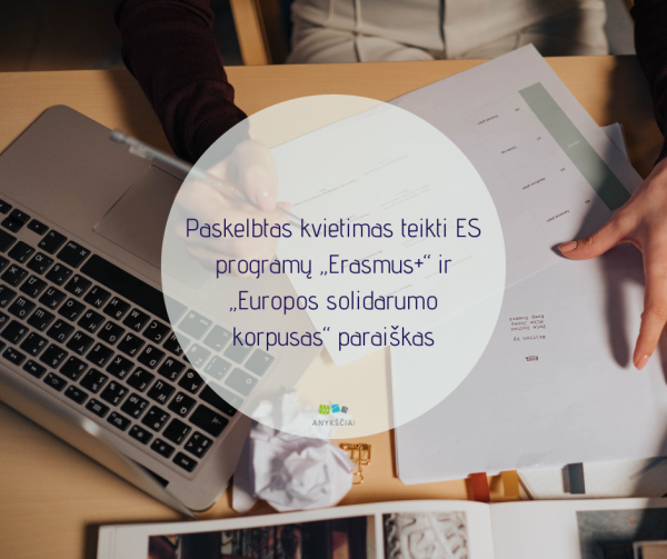 Paskelbtas kvietimas teikti ES programų „Erasmus+“ ir „Europos solidarumo korpusas“ paraiškas