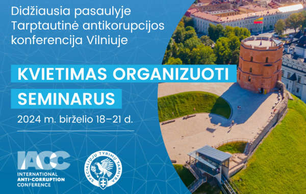 Didžiausia pasaulinė antikorupcijos konferencija Vilniuje: kvietimas organizuoti seminarus   