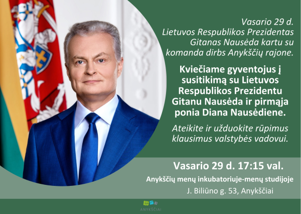 Kviečiame į susitikimą su Lietuvos Respublikos Prezidentu Gitanu Nausėda