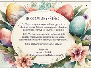 Mero sveikinimas šv. Velykų proga