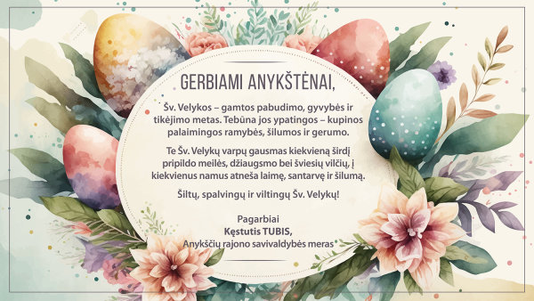 Mero sveikinimas šv. Velykų proga