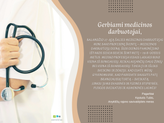 Mero sveikinimas Medicinos darbuotojų dienos proga