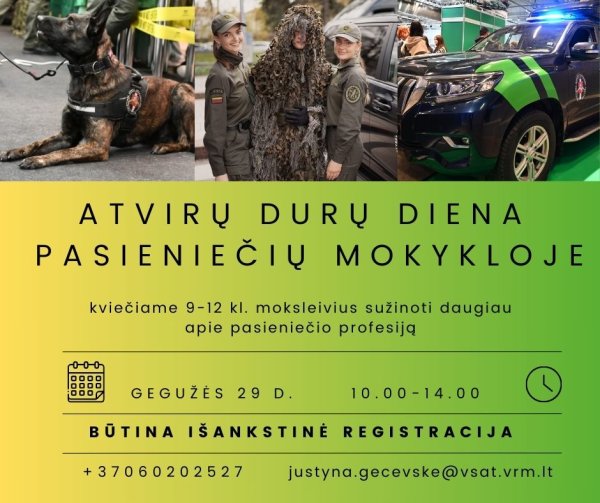 Kviečiame į Atvirų durų dieną Pasieniečių mokykloje