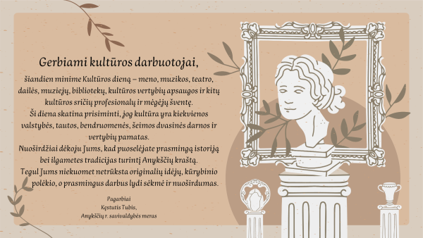 Savivaldybės mero sveikinimas kultūros dienos proga