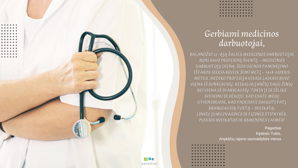 Mero sveikinimas Medicinos darbuotojų dienos proga