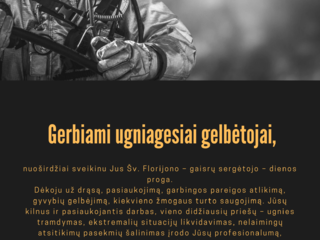 Mero sveikinimas ugniagesiams gelbėtojams