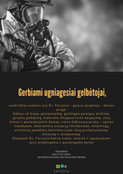 Mero sveikinimas ugniagesiams gelbėtojams