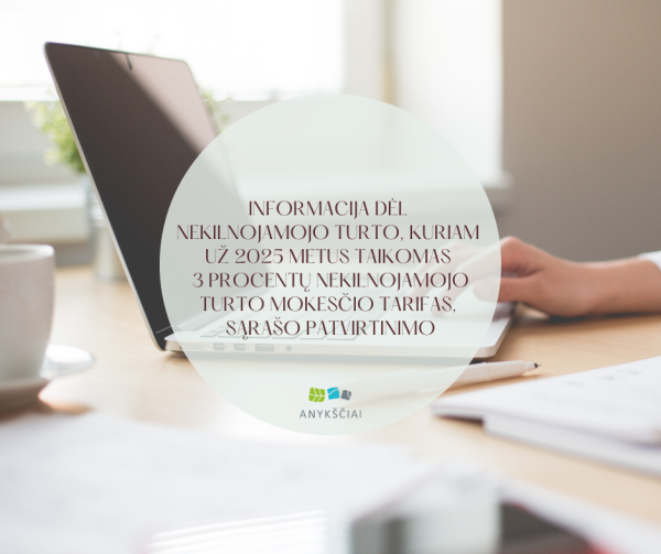 INFORMACIJA DĖL NEKILNOJAMOJO TURTO, KURIAM UŽ 2025 METUS TAIKOMAS 3 PROCENTŲ NEKILNOJAMOJO TURTO...