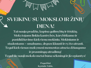 Sveikinimas Mokslo ir žinių dienos proga!