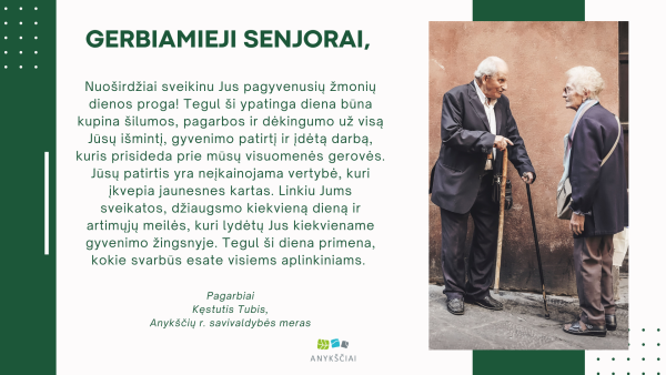 Sveikinimas Tarptautinės pagyvenusių žmonių dienos proga