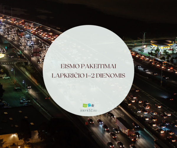 EISMO PAKEITIMAI LAPKRIČIO 1–2 DIENOMIS