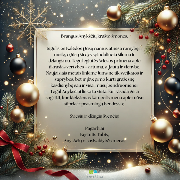 Šventinis Savivaldybės mero sveikinimas