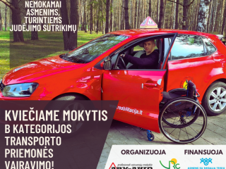 Asmenis, turinčius judėjimo sutrikimų, kviečia nemokamai mokytis B kategorijos transporto...