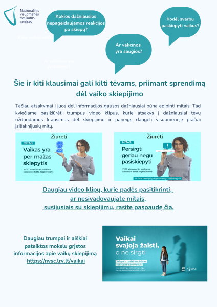 ATSAKYMAI  Į KLAUSIMUS, KURIE GALI KILTI TĖVAMS, PRIIMANT SPRENDIMĄ DĖL VAIKO SKIEPIJIMO
