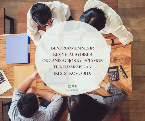 Bendruomeninės ir nevyriausybinės organizacijos kviečiamos teikti paraiškas  iki š. m. kovo 31 d.