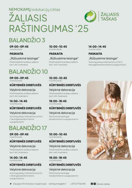 Nemokamų edukacijų ciklas "Žaliasis raštingumas" balandis