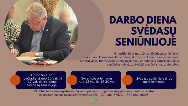 KVIETIMAS SVĖDASŲ SENIŪNIJOS GYVENTOJAMS