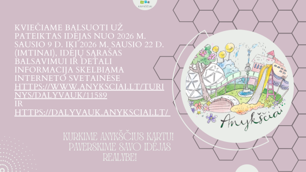 ANYKŠČIŲ RAJONO GYVENTOJAI KVIEČIAMI BALSUOTI UŽ PROJEKTŲ IDĖJAS