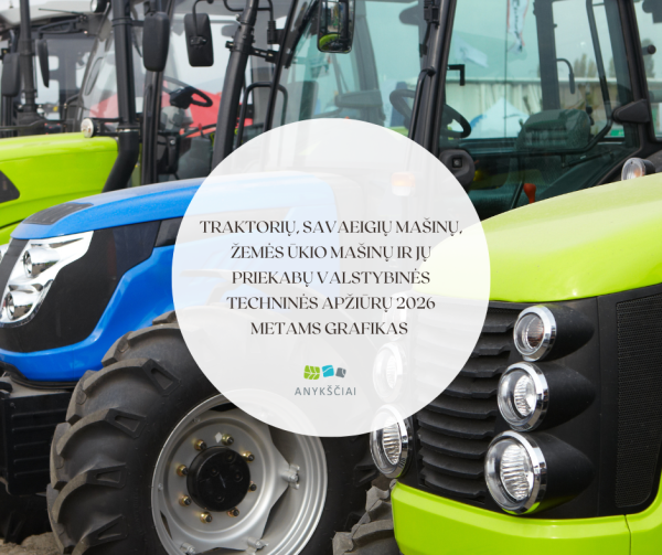 Traktorių, savaeigių mašinų, žemės ūkio mašinų ir jų priekabų valstybinės techninės apžiūrų 2026...