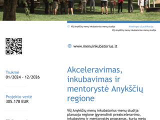 Akceleravimas, inkubavimas ir mentorystė Anykščių regione