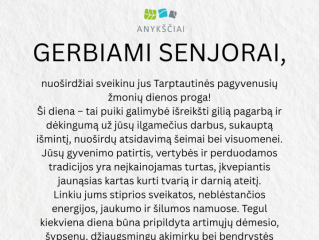 Mero sveikinimas Tarptautinės pagyvenusių žmonių dienos proga