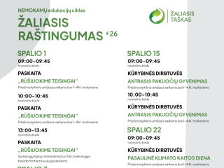 Nemokamas edukacijųų ciklas „Žaliasis taškas“ spalis