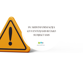 SVARBI INFORMACIJA GYVENTOJAMS IR ŪKIO SUBJEKTAMS