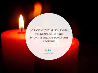 Kviečiame 2026 m. spalio 9 d. (penktadienį) uždegti žvakutes organų donorams pagerbti